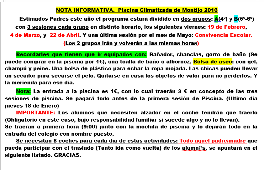 Piscina 2016. Cartel