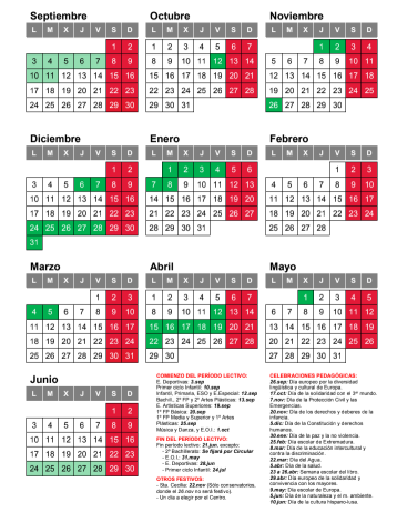 CALENDARIO ESCOLAR 2018 19